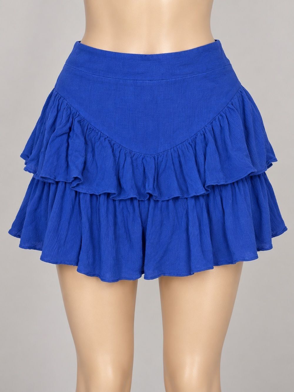 Superdown Becky Ruffle Tier Skirt Cobalt Blue Mini M